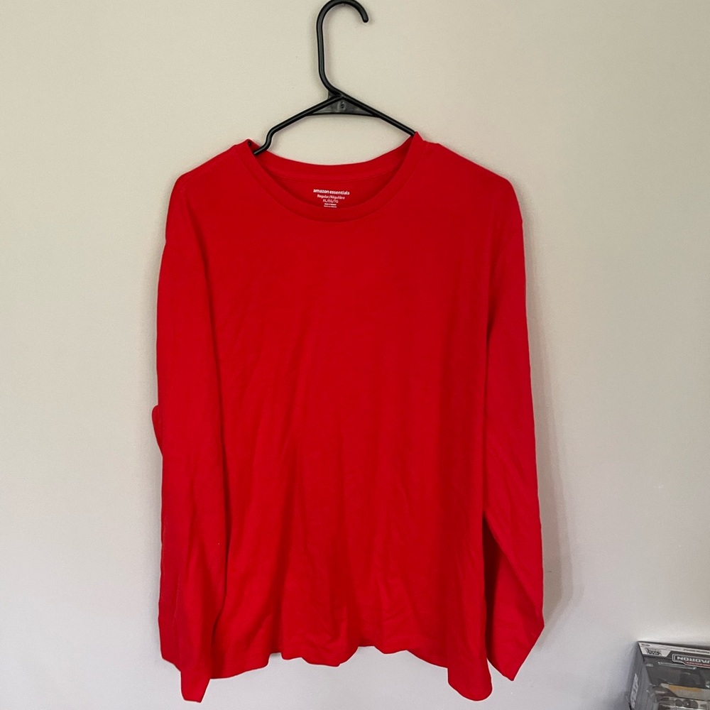 Amazon Essentials Bold Red Crew Neck Shirt